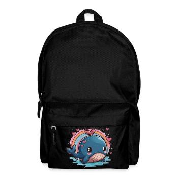 Kawaii Herzwal mit Regenbogen - Rucksack - Schwarz - Vorne
