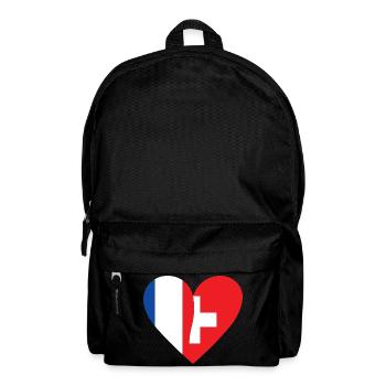 Frankreich, Schweiz | Französisch-Schweizer Herz - Rucksack - Schwarz - Vorne