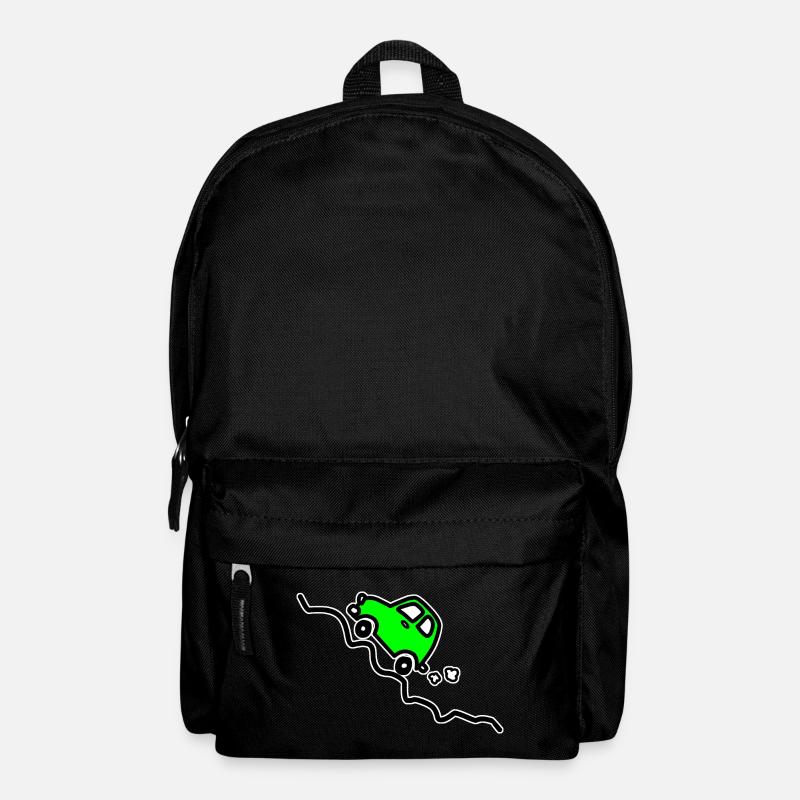 Grünes Auto, das einen Hügel hinauffährt - Rucksack - Schwarz