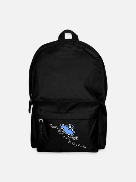 Blue car going up a hill - Backpack - black