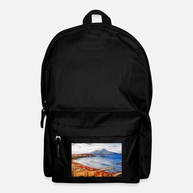 La baie de Naples (dessin numérique) - Sac à dos - noir