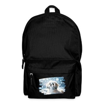 Rêve d’hiver avec un mignon Shih Tzu dans la neige - Sac à dos - noir - Devant