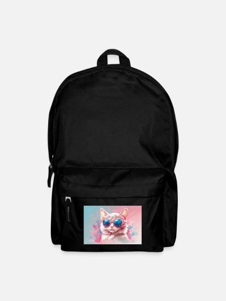 Rosa Katze - Rucksack - Schwarz