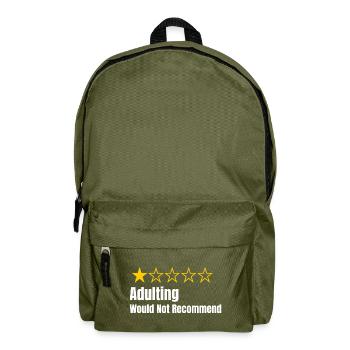 Adulting - Würde nicht empfehlen - Ein-Sterne-Bewertung - Rucksack - Olivgrün - Vorne