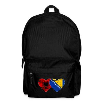 Albanie Bosnie drapeau coeur utilisé - Sac à dos - noir - Devant