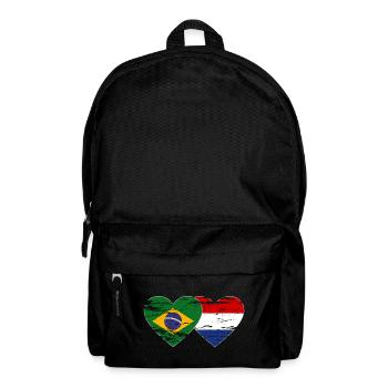 Brazil Holland Flag Heart Used - Backpack - black - Front