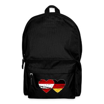 Austria Germany Flag Heart Used - Backpack - black - Front