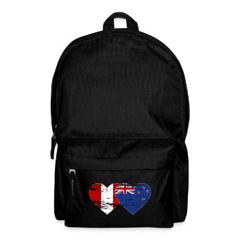 Pérou Nouvelle-Zélande drapeau coeur utilisé - Sac à dos - noir - Devant