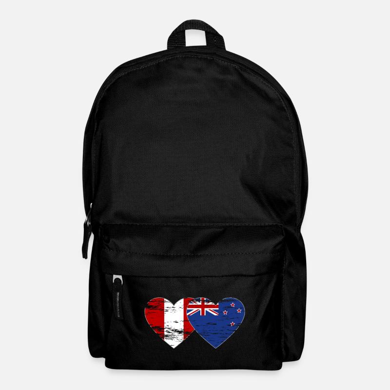 Peru Neuseeland Flagge Herz used - Rucksack - Schwarz