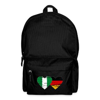 Nigeria Germany flag heart used - Backpack - black - Front