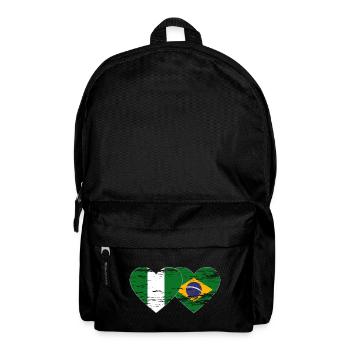 Nigeria Brazil Flag Heart used - Backpack - black - Front
