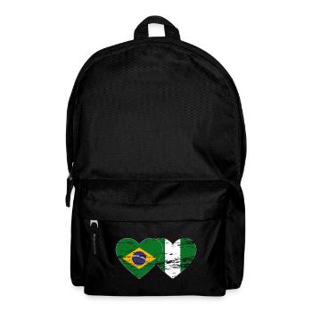 Drapeau du Brésil et du Nigeria coeur utilisé - Sac à dos - noir - Devant