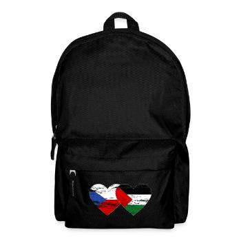 Czech Republic Palestine flag heart used - Backpack - black - Front