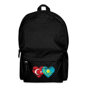 Turkey Kazakhstan Flag Heart used - Backpack - black - Front