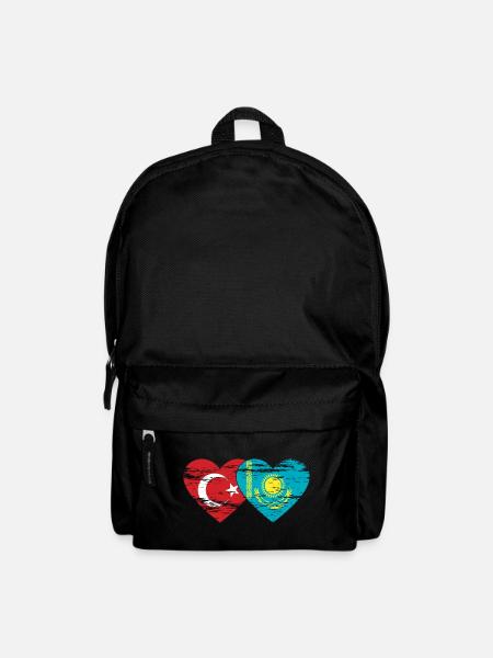 Türkei Kasachstan Flagge Herz used - Rucksack - Schwarz
