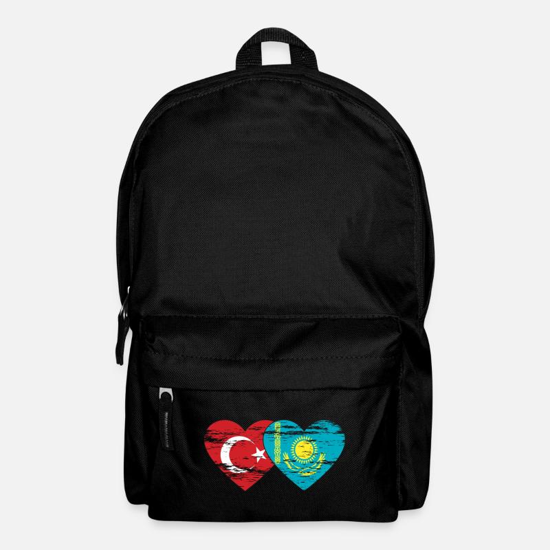 Türkei Kasachstan Flagge Herz used - Rucksack - Schwarz