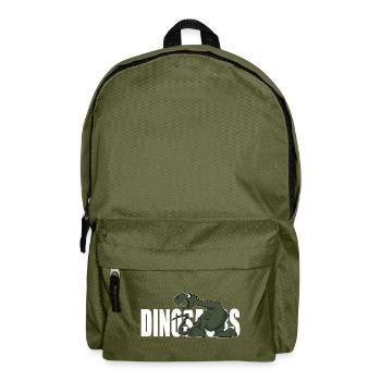 Funny Dinosaur Kids Shirt Sticker Mug - Backpack - olive green - Front