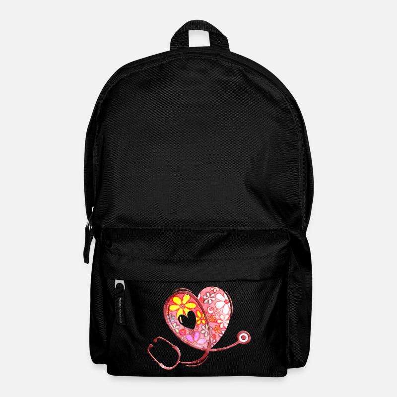 Stéthoscope de soins de santé - Flower Love Heart 2 - Sac à dos - noir