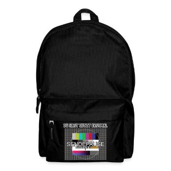 Du hast jetzt erstmal Sendepause / 90er Testbild - Rucksack - Schwarz - Vorne