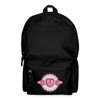 Rosa Herz mit viel Liebe und Blumen. - Rucksack - Schwarz - Vorne