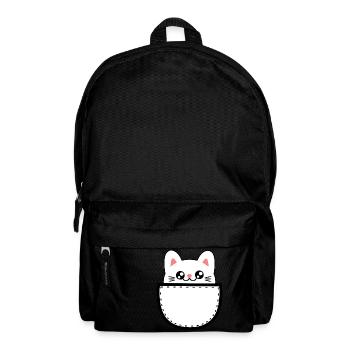 Chat doux Kawaii Chibi chat dans la poche de la poitrine - Sac à dos - noir - Devant