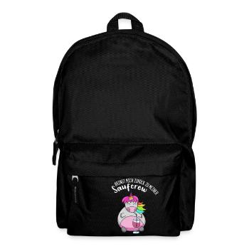 Saufcrew lustiger Spruch trinkendes Einhorn Wein - Rucksack - Schwarz - Vorne