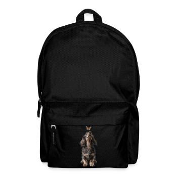 Dachshund with Butterfly Banksy Style Motif - Backpack - black - Front
