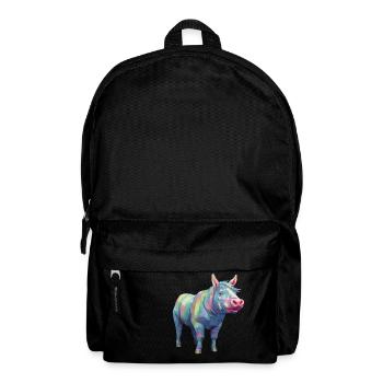 Pig and Horse - Rainbow Modern Art - Backpack - black - Front