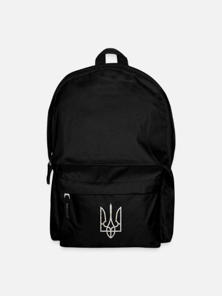 Ukraine Wappen Gerfalke Trident Dreizack Marmor 2 - Rucksack - Schwarz