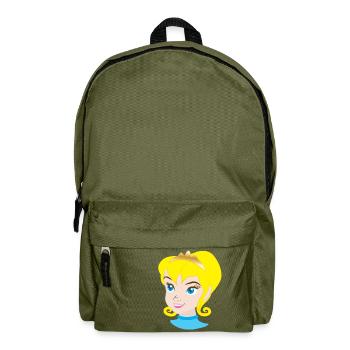 Pretty blonde princess in royal crown - Backpack - olive green - Front