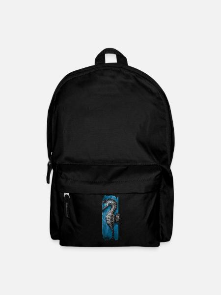 Marine Eleganz: Seepferdchen-Ständchen - Rucksack - Schwarz
