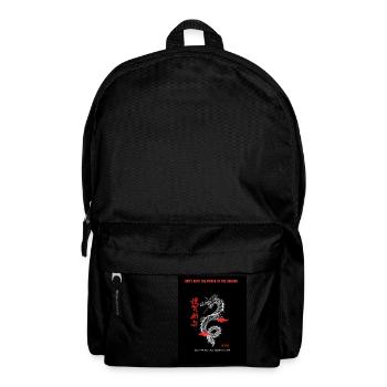Black Red Handdrawn Dragon Streetwear T Shirt - Backpack - black - Front
