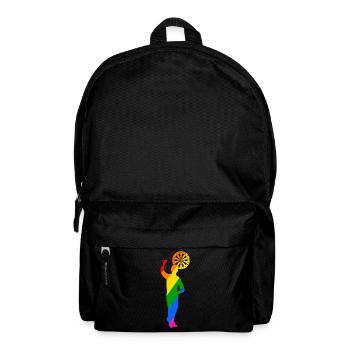 bunter Dartspieler Wurf mit Links - Rucksack - Schwarz - Vorne