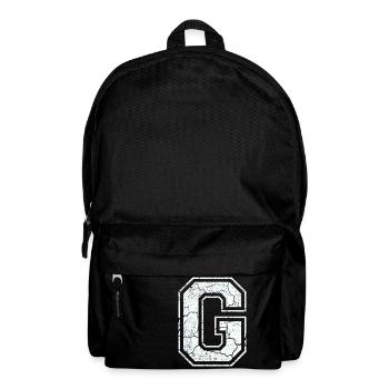 Letter G in white in the used look - Backpack - black - Front