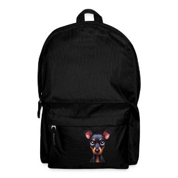 Adorable Doberman Pinscher Cartoon - Backpack - black - Front