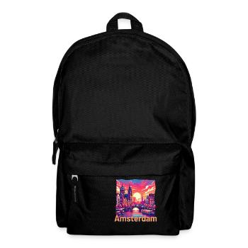 Amsterdam Sonnenuntergang Kanal Violette Grunge - Rucksack - Schwarz - Vorne