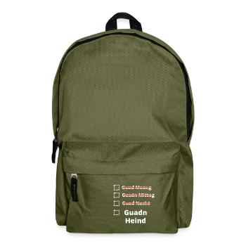 guadn heid- bayrische Begrüßung - Rucksack - Olivgrün - Vorne