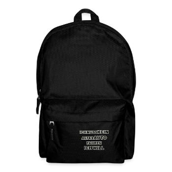 Ich muss kein altes Auto fahren. Ich will! - Rucksack - Schwarz - Vorne