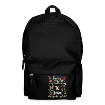 16. Geburtstag schöner Spruch mit floralem Muster - Rucksack - Schwarz - Vorne