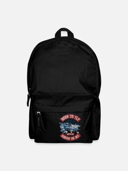 BORN TO FLY - Vintage Airplane Flugzeug Shirt - Rucksack - Schwarz
