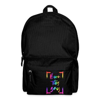BORN THIS GAY LGBT Gay Pride Regenbogen Geschenk - Rucksack - Schwarz - Vorne