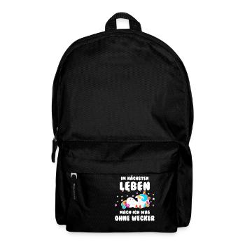 Im nächsten Leben mach ich was ohne Wecker Einhorn - Rucksack - Schwarz - Vorne