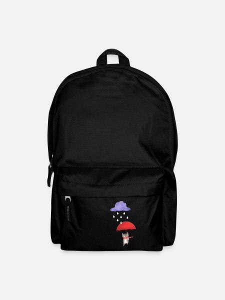 Cat with umbrella - Backpack - black