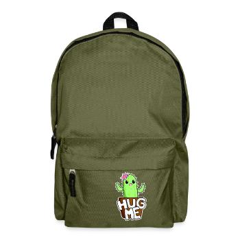 Kawaii Cactus Hug Me Funny Manga Gift Idea - Backpack - olive green - Front
