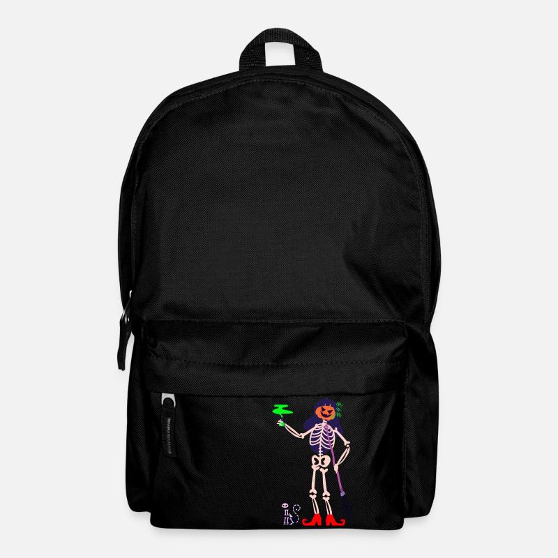 Squelette de sorcière avec potion toxique et chat crâne - Sac à dos - noir