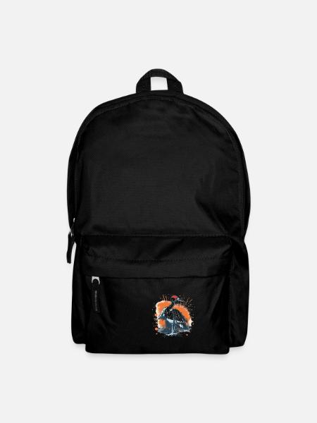 Cute Anime Style Red Crowned Crane Kawaii - Backpack - black