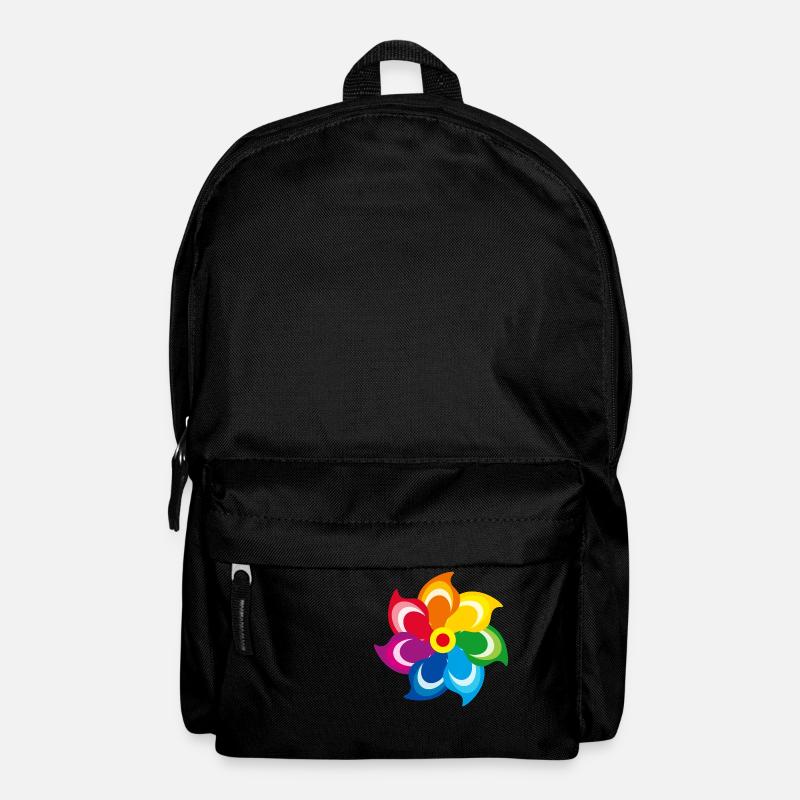 Windmühle Regenbogen Sommerwiese Frühling Farben - Rucksack - Schwarz