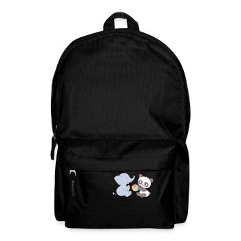 Elephant and Panda playing with ball - Backpack - black - Front