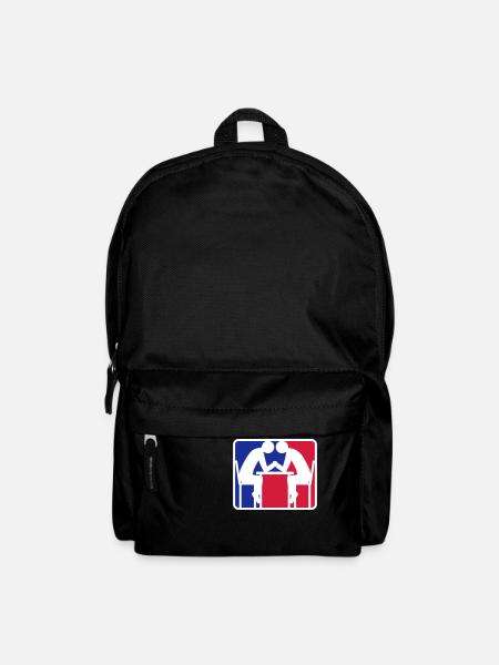 armdruecken rot blau logo button ringen Armwrestli - Rucksack - Schwarz