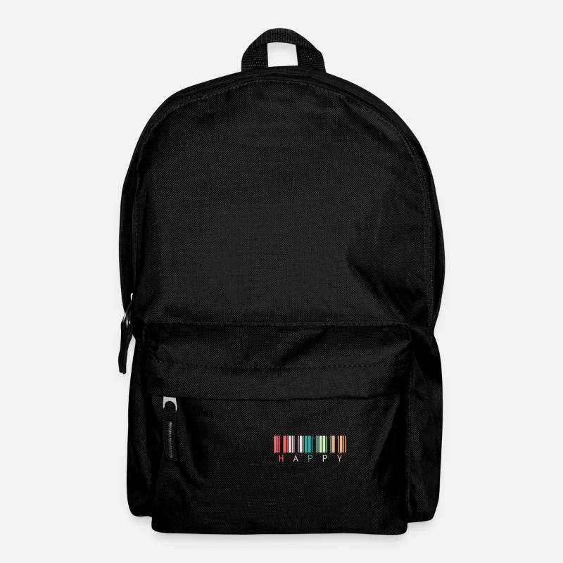 Strichcode "Happy" - Rucksack - Schwarz